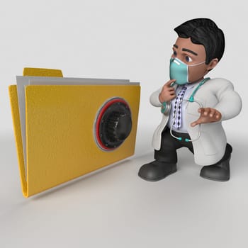 3D Render of Cartoon Doctor Character in face mask