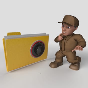 3D Render of Cartoon Delivery Driver