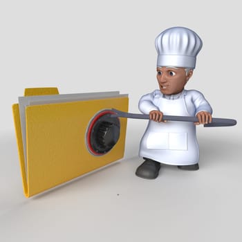 3D Render of Cartoon Baker Character