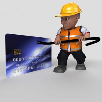 3D Render of Cartoon Builder Character