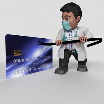3D Render of Cartoon Doctor Character in face mask