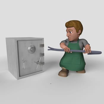 3D Render of Cartoon Shop Keeper Character