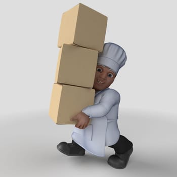 3D Render of Cartoon Baker Character