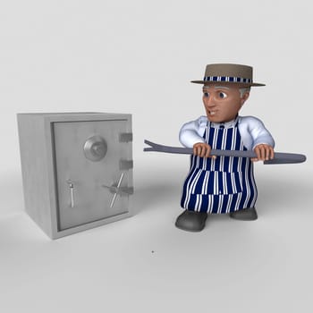 3D Render of Cartoon Butcher Character