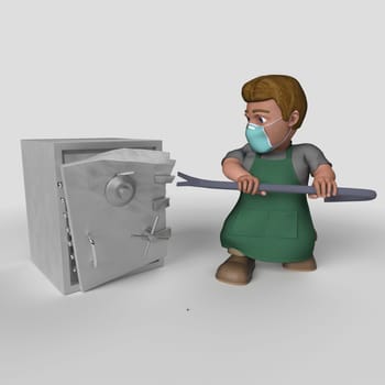 3D Render of Cartoon Shop Keeper Character