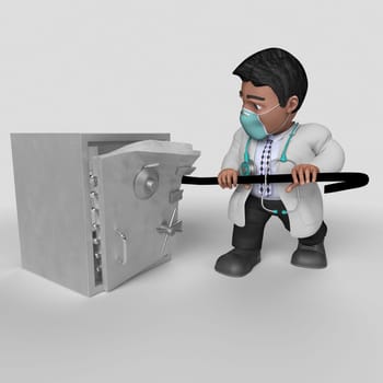 3D Render of Cartoon Doctor Character in face mask
