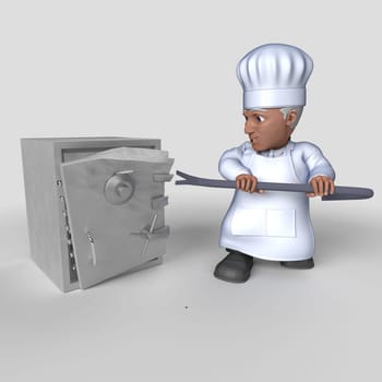 3D Render of Cartoon Baker Character