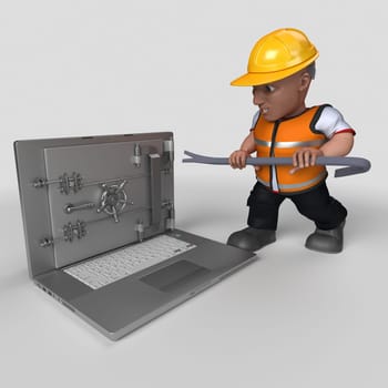 3D Render of Cartoon Builder Character