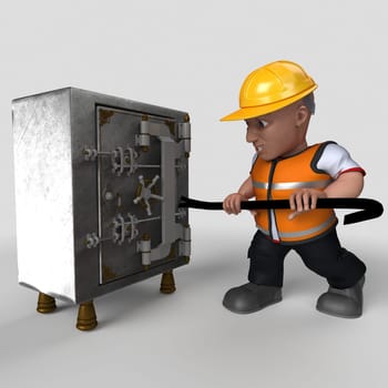 3D Render of Cartoon Builder Character