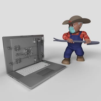 3D Render of Cartoon Farmer Character