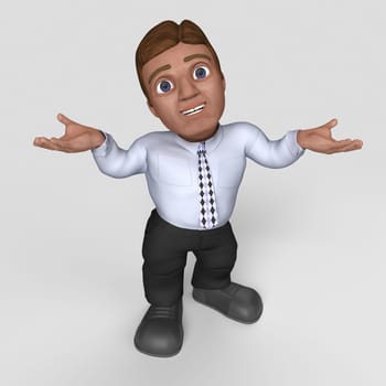 3D Render of Cartoon Business Character