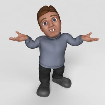 3D Render of Cartoon Casual Character