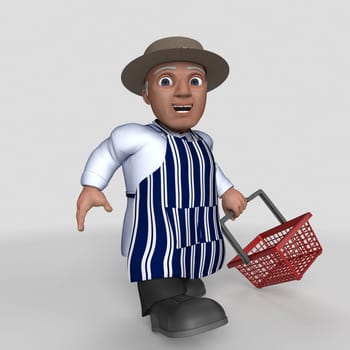 3D Render of Cartoon Butcher Character