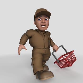 3D Render of Cartoon Delivery Driver