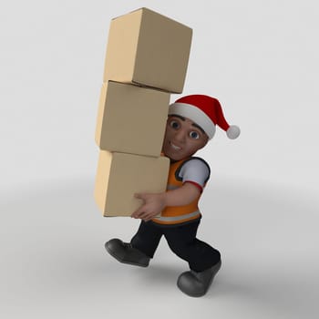 3D Render of Cartoon Builder Character