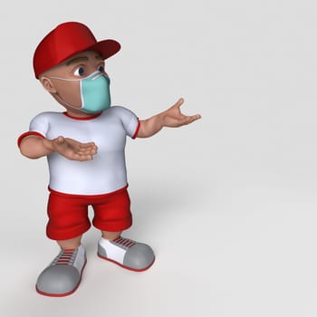 3D Render of Cartoon Sports Character in face mask