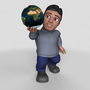3D Render of Cartoon Casual Character