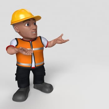 3D Render of Cartoon Builder Character
