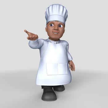 3D Render of Cartoon Baker Character