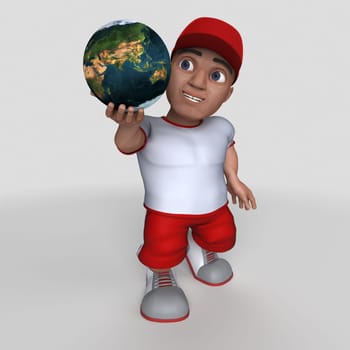 3D Render of Cartoon Sports Character