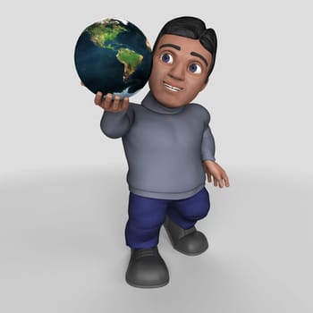 3D Render of Cartoon Casual Character