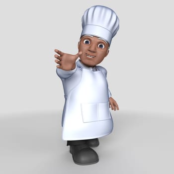 3D Render of Cartoon Baker Character