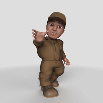 3D Render of Cartoon Delivery Driver