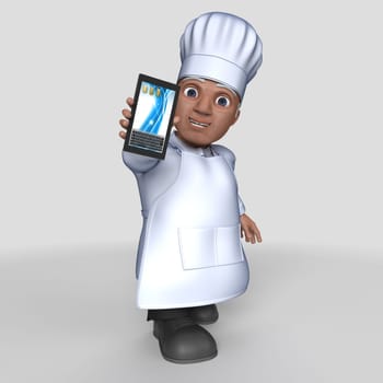 3D Render of Cartoon Baker Character