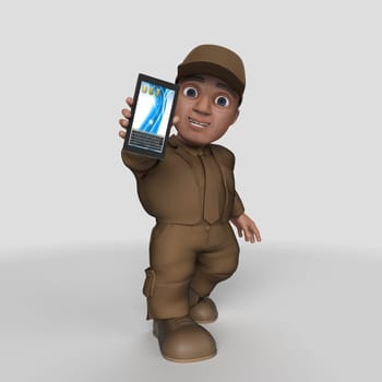 3D Render of Cartoon Delivery Driver