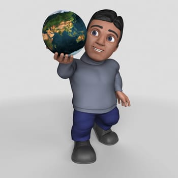 3D Render of Cartoon Casual Character