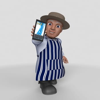 3D Render of Cartoon Butcher Character