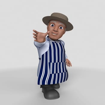3D Render of Cartoon Butcher Character