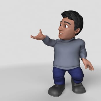 3D Render of Cartoon Casual Character