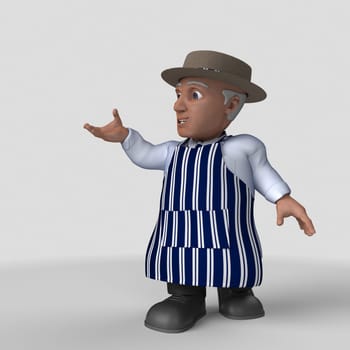 3D Render of Cartoon Butcher Character