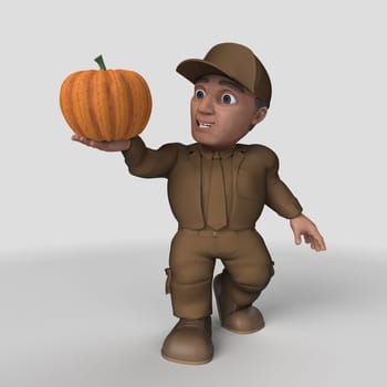 3D Render of Cartoon Delivery Driver
