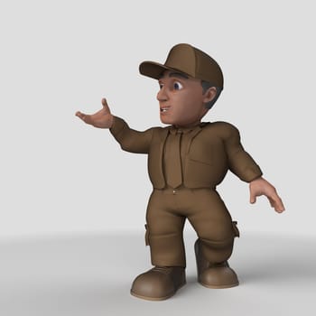 3D Render of Cartoon Delivery Driver
