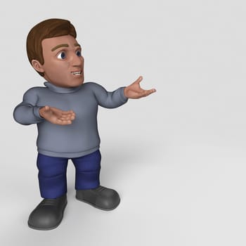 3D Render of Cartoon Casual Character