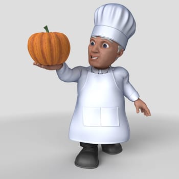 3D Render of Cartoon Baker Character