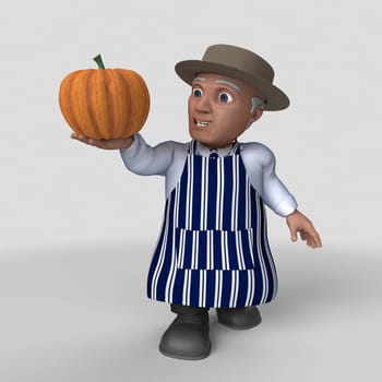 3D Render of Cartoon Butcher Character