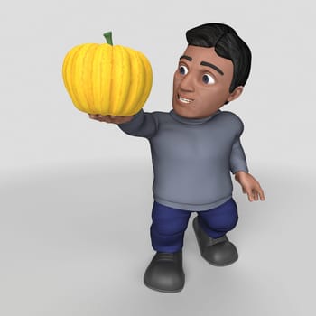 3D Render of Cartoon Casual Character