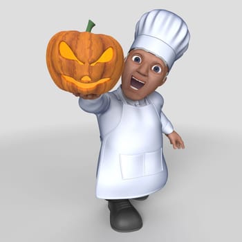 3D Render of Cartoon Baker Character