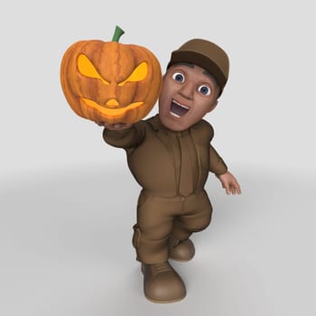 3D Render of Cartoon Delivery Driver