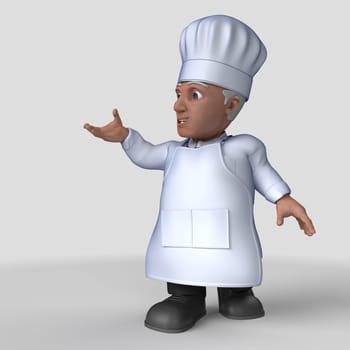 3D Render of Cartoon Baker Character