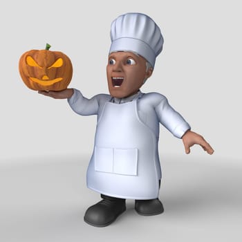 3D Render of Cartoon Baker Character