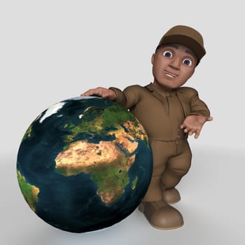 3D Render of Cartoon Delivery Driver  Map Source https://visibleearth.nasa.gov/collection/1484/blue-marble