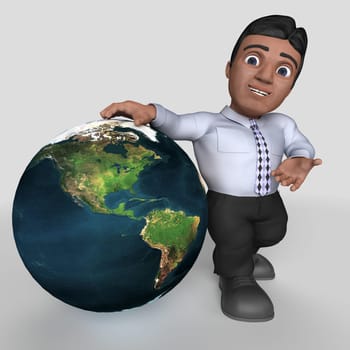 3D Render of Cartoon Business Character