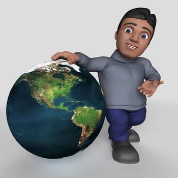 3D Render of Cartoon Casual Character