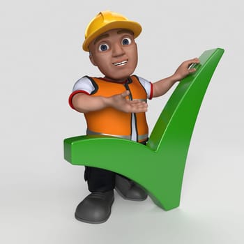 3D Render of Cartoon Builder Character