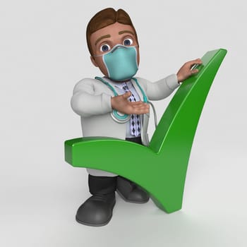 3D Render of Cartoon Doctor Character in face mask
