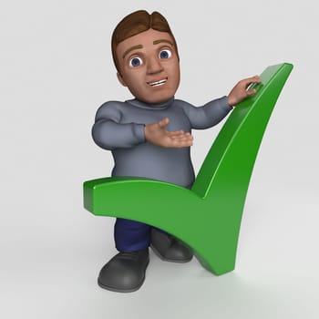 3D Render of Cartoon Casual Character